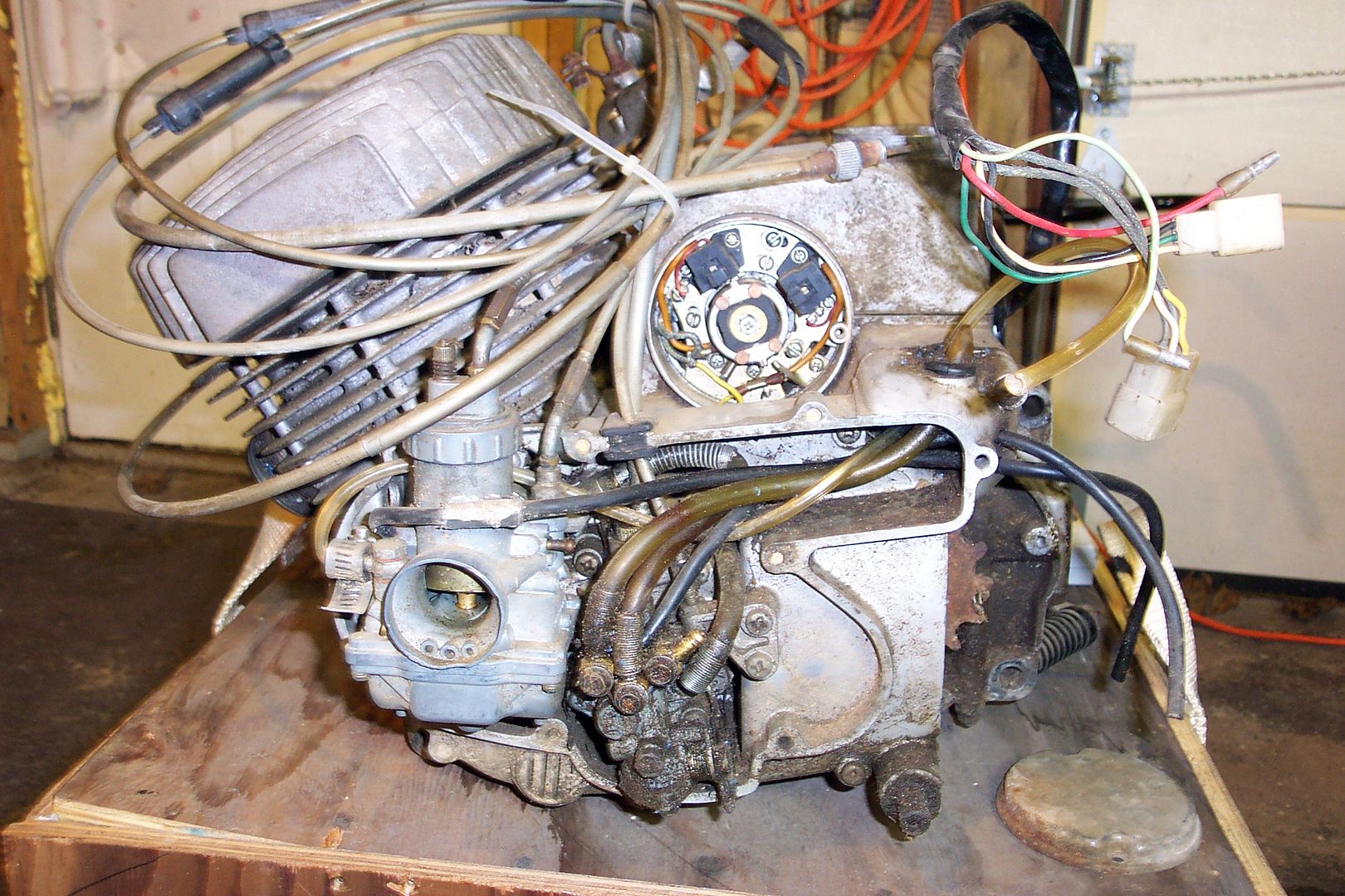 This is how you ship a motorcycle engine. The Vette Barn